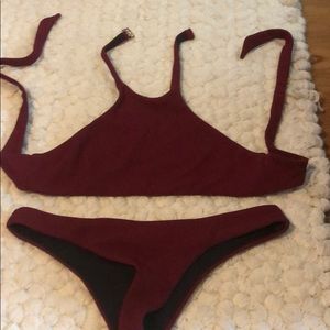 Beach riot maroon halter swimsuit bikini